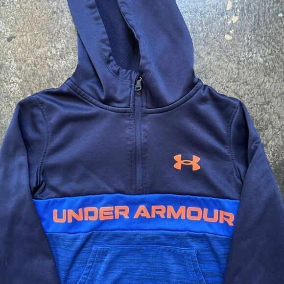 Under Armour Blue Zip Up Hoodie Kids Boys Size 4 100% Polyester Activewear - Picture 2 of 15